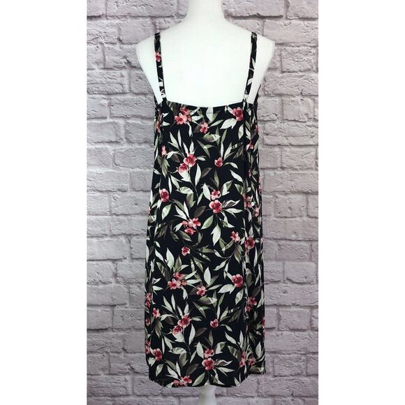 Bobeau Size XL Black Floral Print Lace Trim Slip Dress NWT - Picture 6 of 9